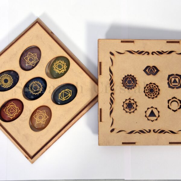 Energised Seven (7) Chakra Healing Stones Wooden Box