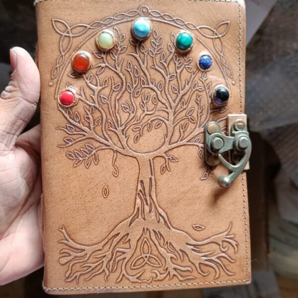 Tree of Life Seven Stone Leather Journal Book